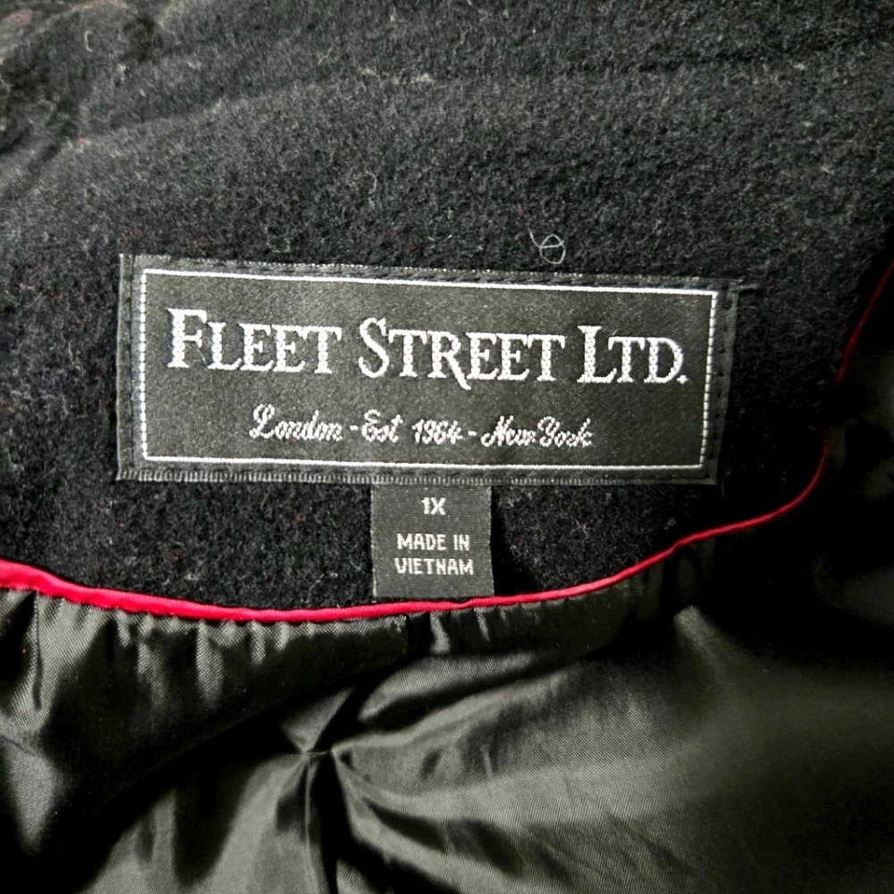 Fleet Street LDT. Black wool Coat. 1X. - Picture 11 of 15